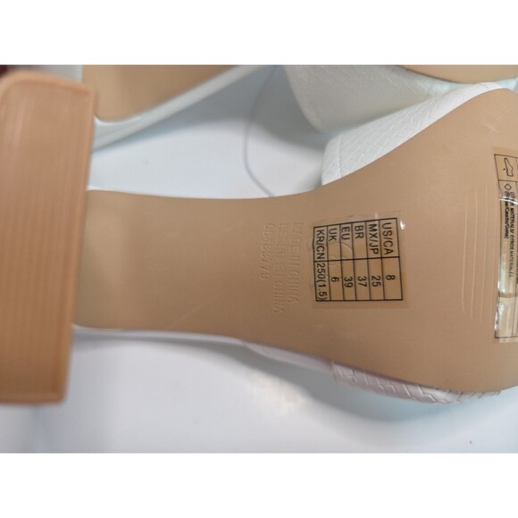 YVO People Open Toe White High heeled Slip On sandal Snakeskin Embossed Sz 8 W - Picture 8 of 9